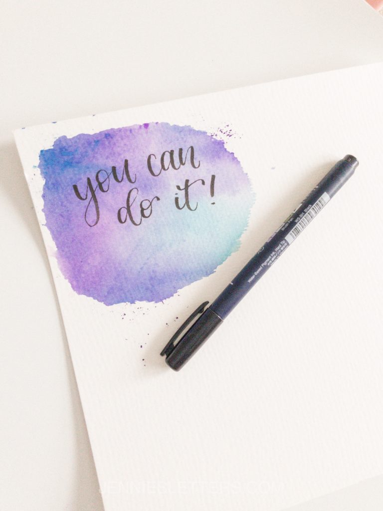 Easy Watercolor Galaxy Lettering with Faux Brush Calligraphy for